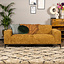 Design Sofa Vegas 2,5-Sitzer Chenille ockergelb/cognac