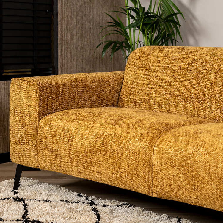 Design Sofa Vegas 2,5-Sitzer Chenille ockergelb/cognac