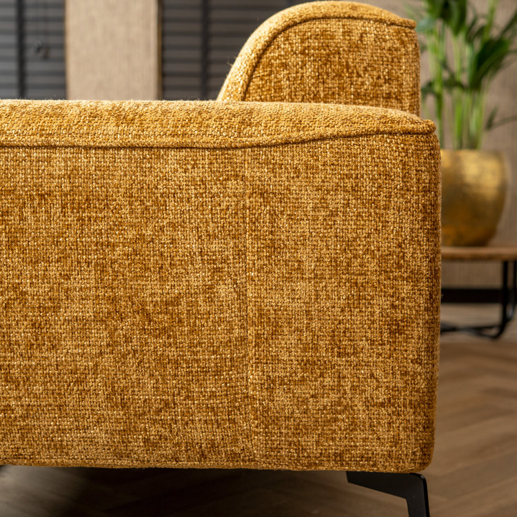 Design Sofa Vegas 2,5-Sitzer Chenille ockergelb/cognac