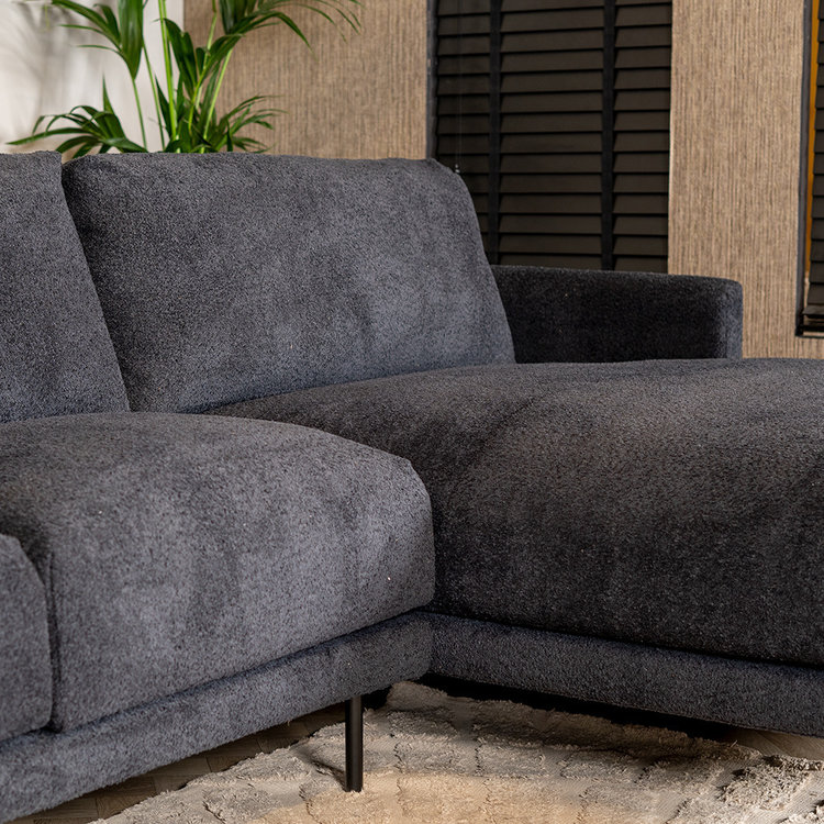 Ecksofa Denver Bouclé schwarz rechts