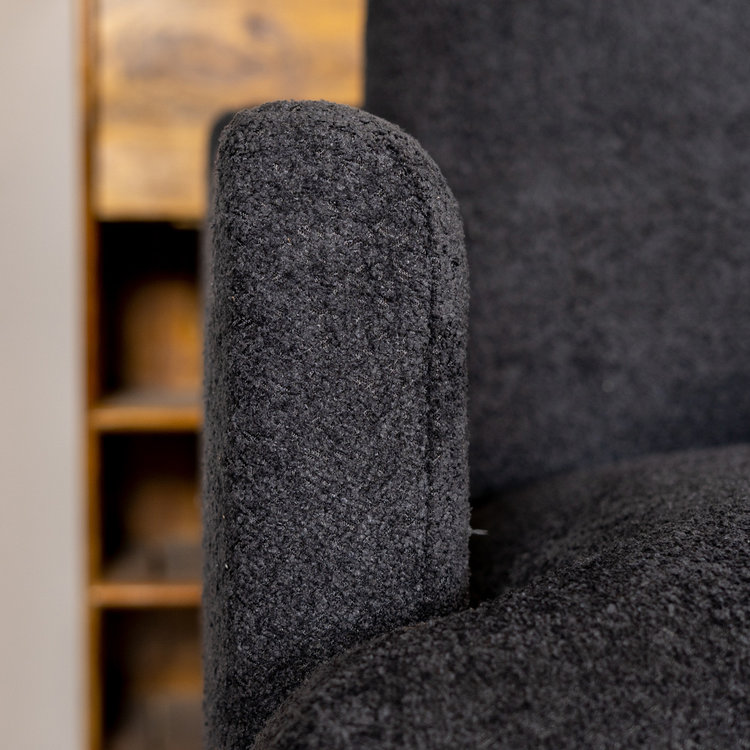 Ecksofa Denver Bouclé schwarz rechts