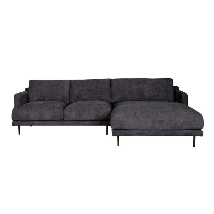 Ecksofa Denver Bouclé schwarz rechts