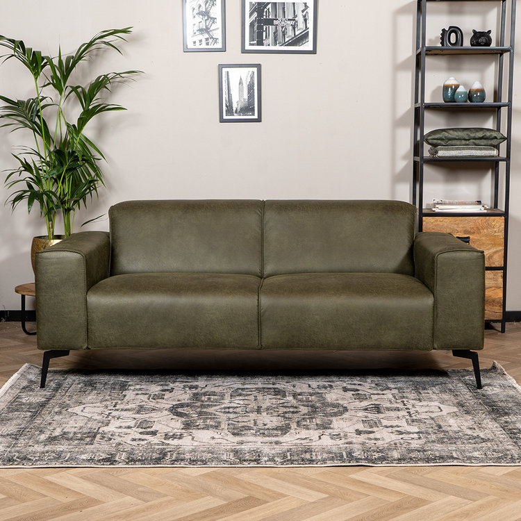 Leder Sofa Vegas 2,5-Sitzer olivgrün