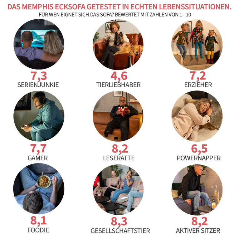 Ecksofa Memphis Eco-Leder braun links