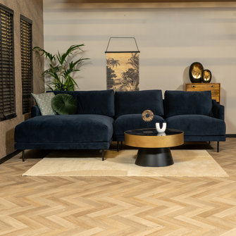 Ecksofa Denver Samt dunkelblau links