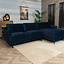 Ecksofa Denver Samt dunkelblau rechts