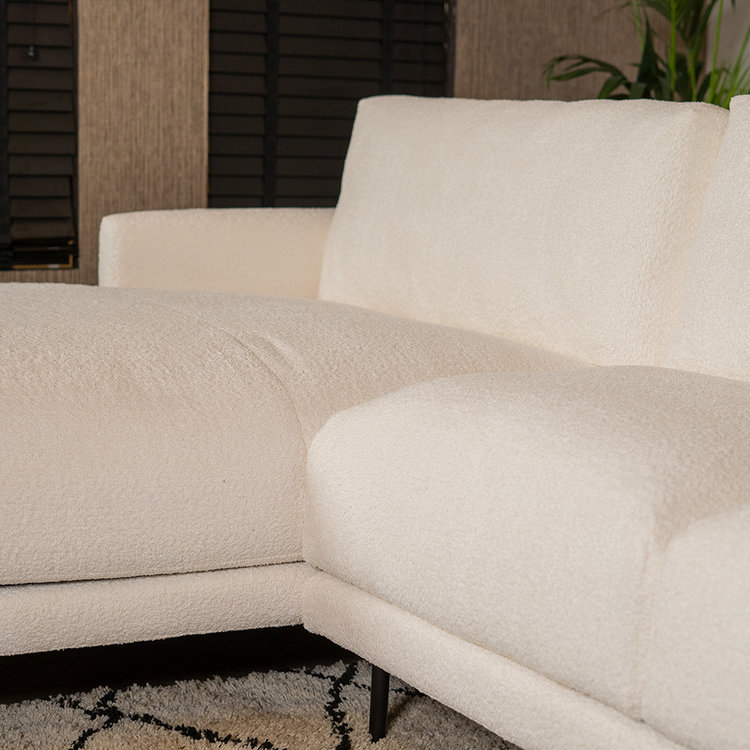 Ecksofa Denver Bouclé weiß links