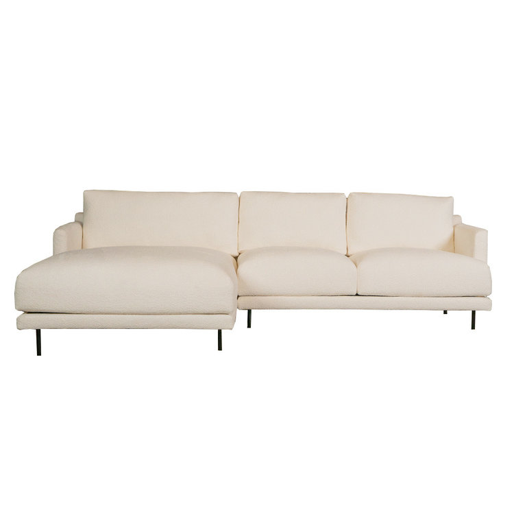 Ecksofa Denver Bouclé weiß links