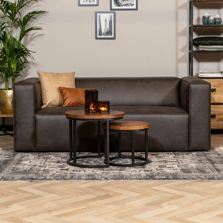 Ledersofa Memphis 2,5-Sitzer anthrazit