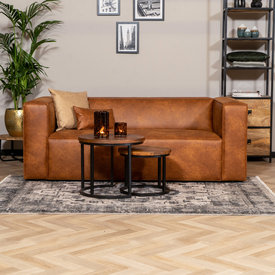 Ledersofa Memphis 2,5-Sitzer cognac