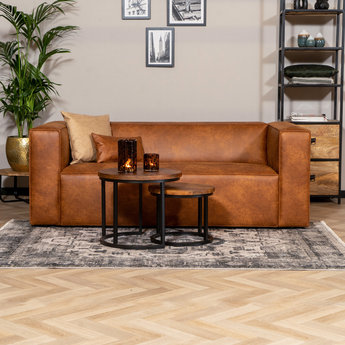 Ledersofa Memphis 2,5-Sitzer cognac