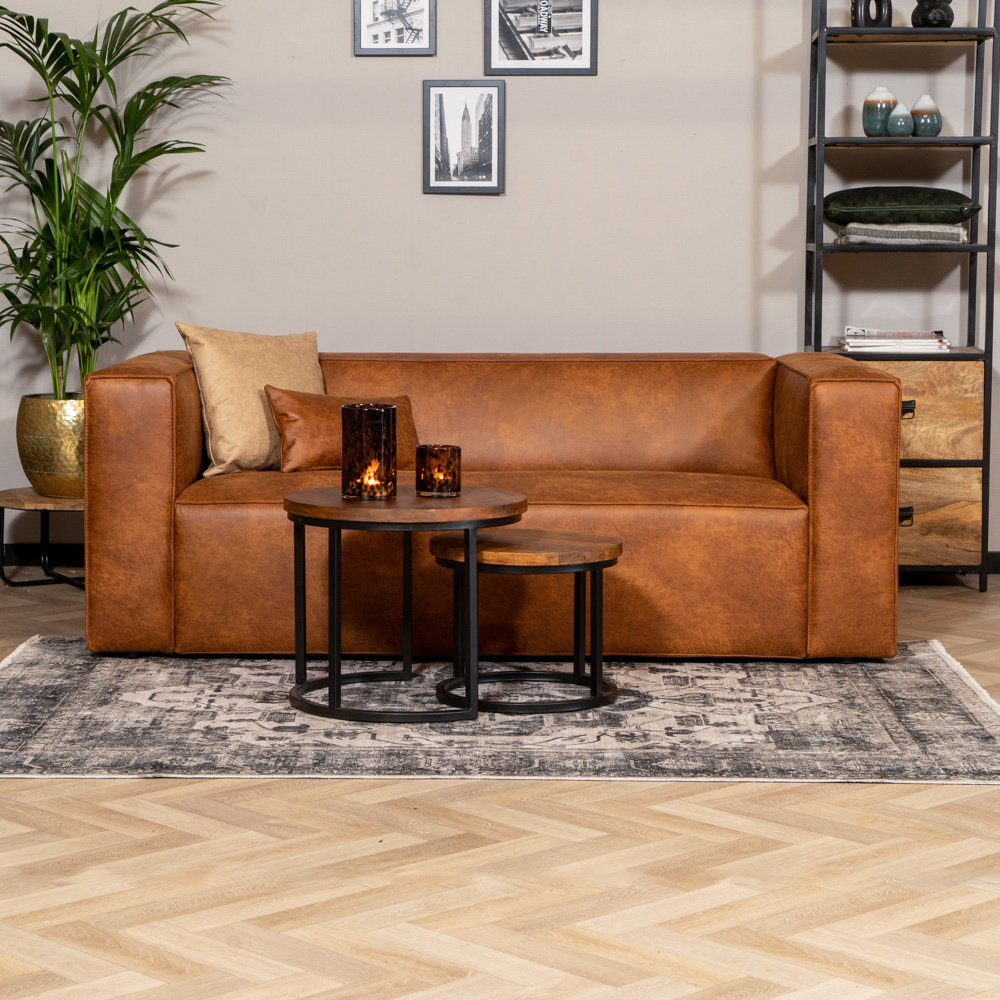 Ledersofa Memphis 2,5-Sitzer cognac