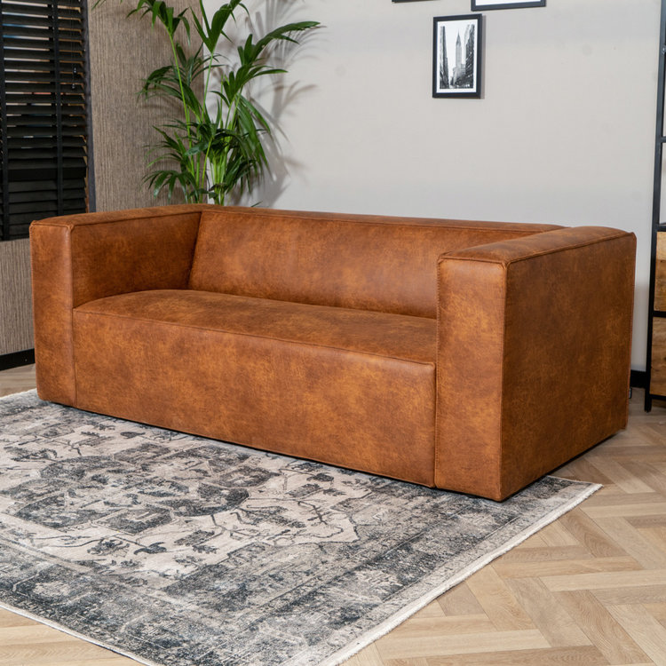 Ledersofa Memphis 2,5-Sitzer cognac