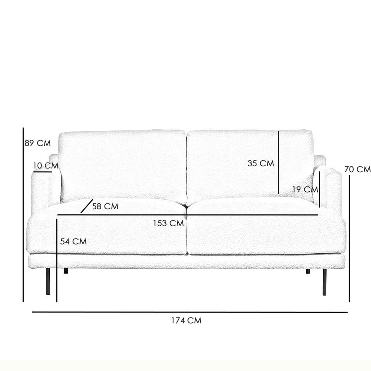 Samt Sofa Denver 2,5-Sitzer kupfer
