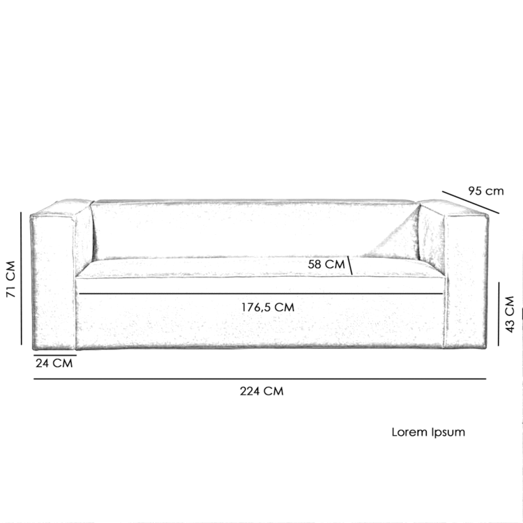 Chenille Sofa Memphis 3-Sitzer pink