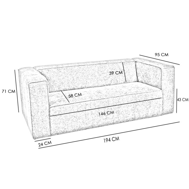 Ledersofa Memphis 2,5-Sitzer beige