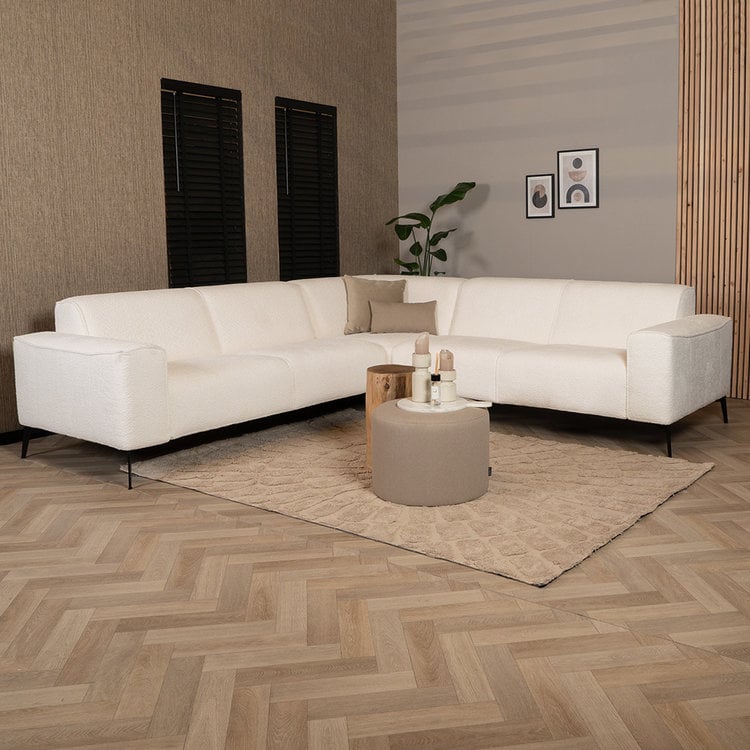 Ecksofa Vegas Bouclé weiß links/rechts