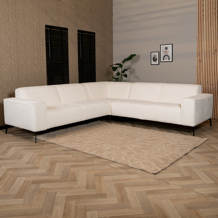 Ecksofa Vegas Bouclé weiß links/rechts