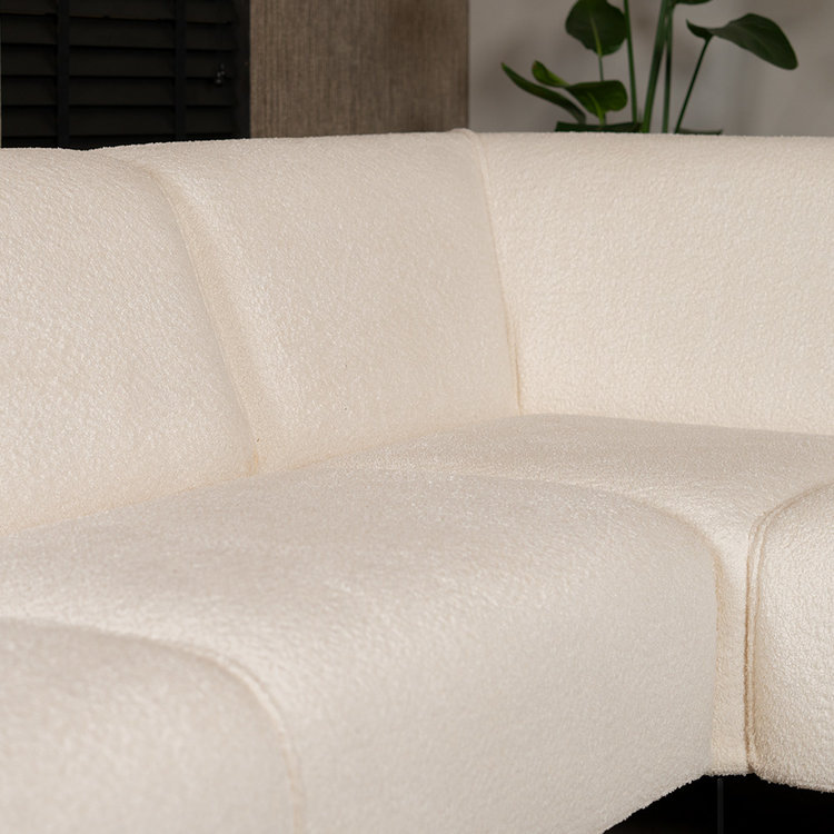 Ecksofa Vegas Bouclé weiß links/rechts