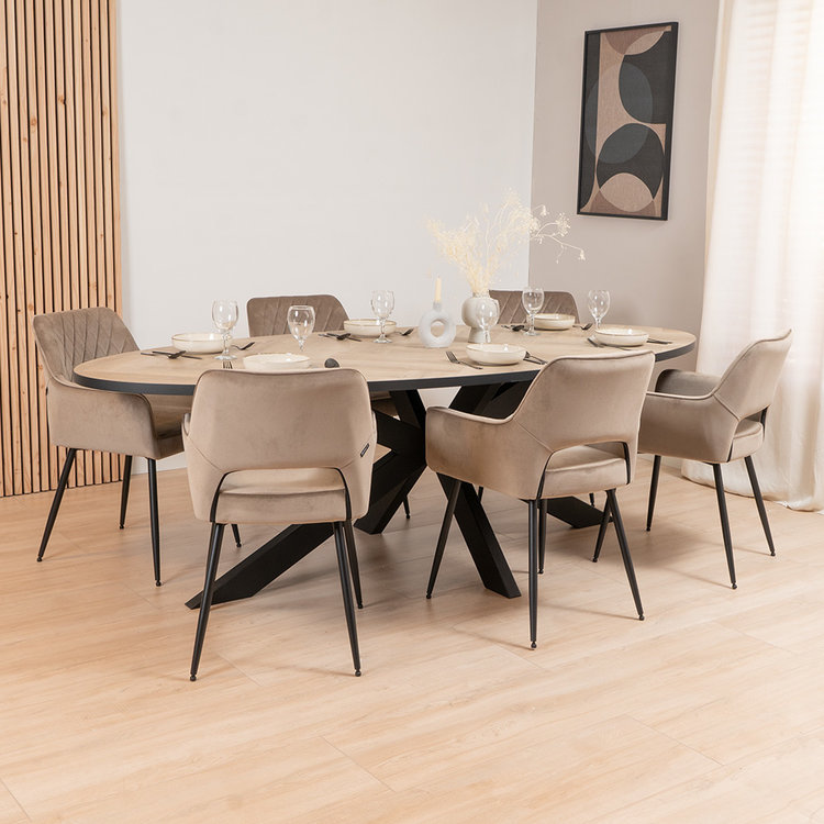 Esstisch Joren oval Fischgrät PVC 240 x 110 cm