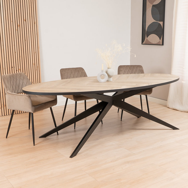 Esstisch Ilva oval Fischgrät PVC 240 x 110 cm