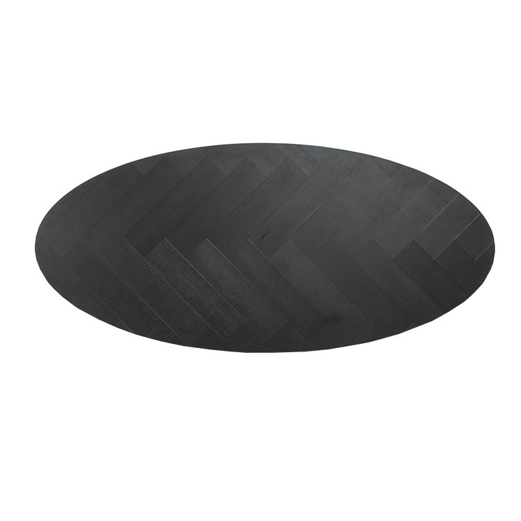 Tischplatte Nina oval Fischgrät PVC schwarz 240 x 110 cm