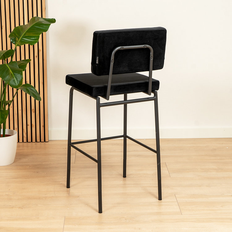 Barhocker Espen Samt schwarz 64 - 77 cm