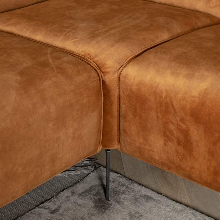 Ecksofa Vegas Samt ockergelb links/rechts