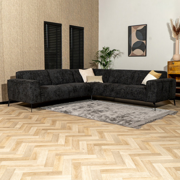 Ecksofa Vegas Chenille schwarz links/rechts