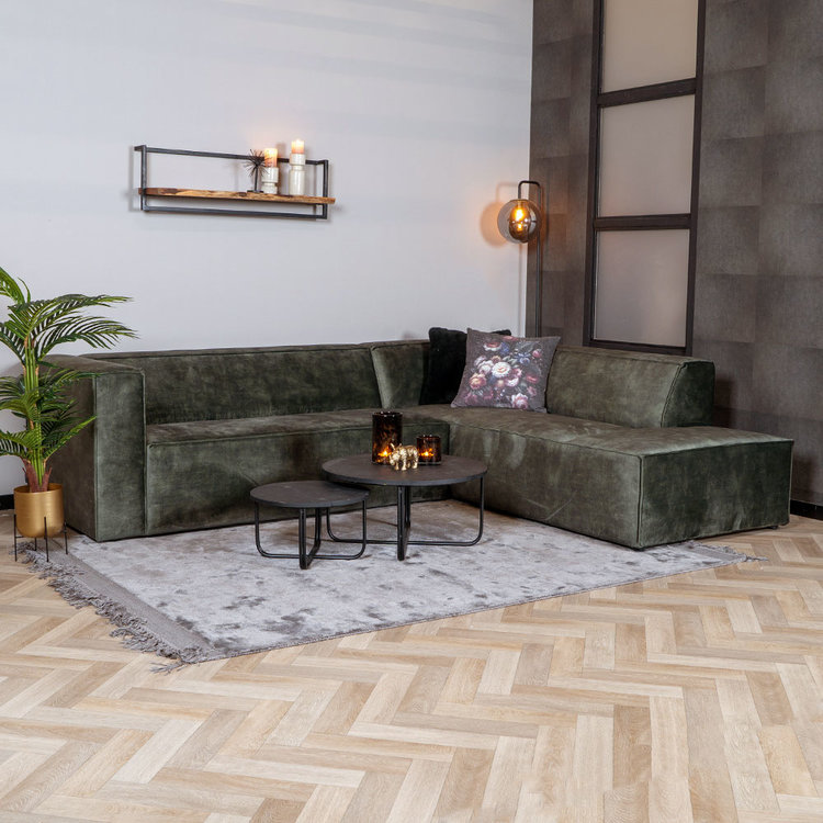 Ecksofa Memphis Samt grün rechts