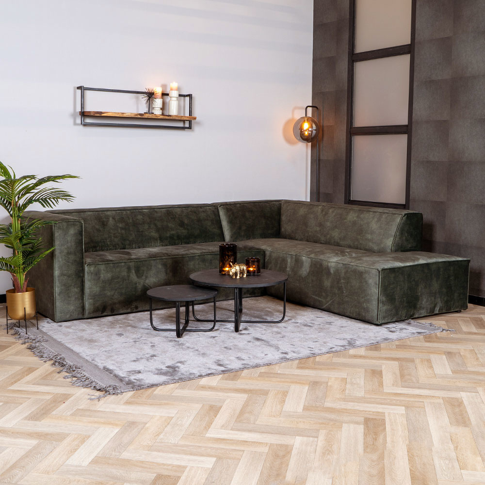 Ecksofa Memphis Samt grün rechts