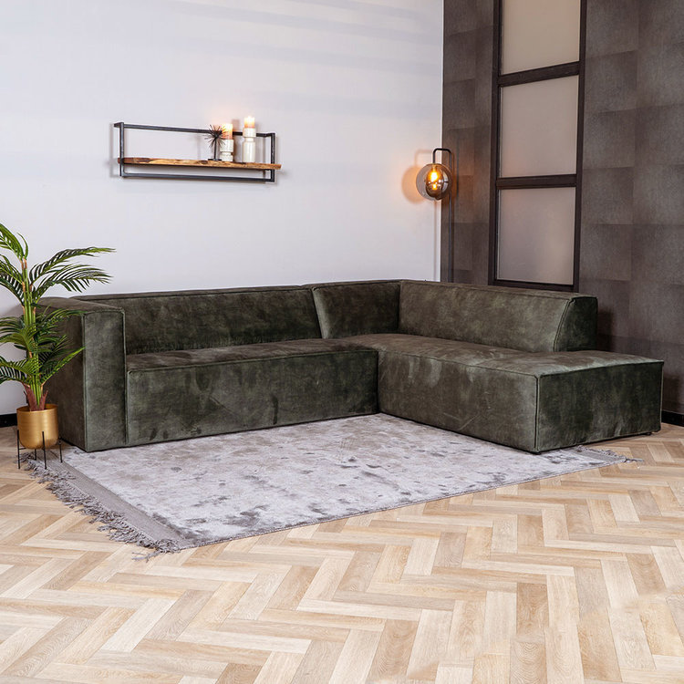 Ecksofa Memphis Samt grün rechts