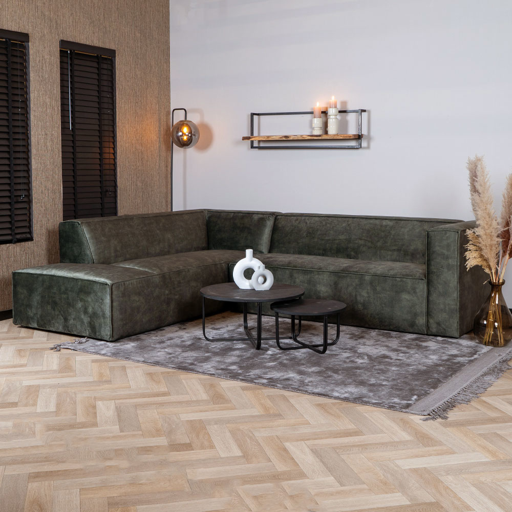 Ecksofa Memphis Samt grün links