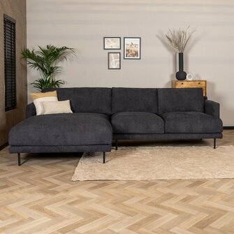 Ecksofa Denver Bouclé schwarz Links