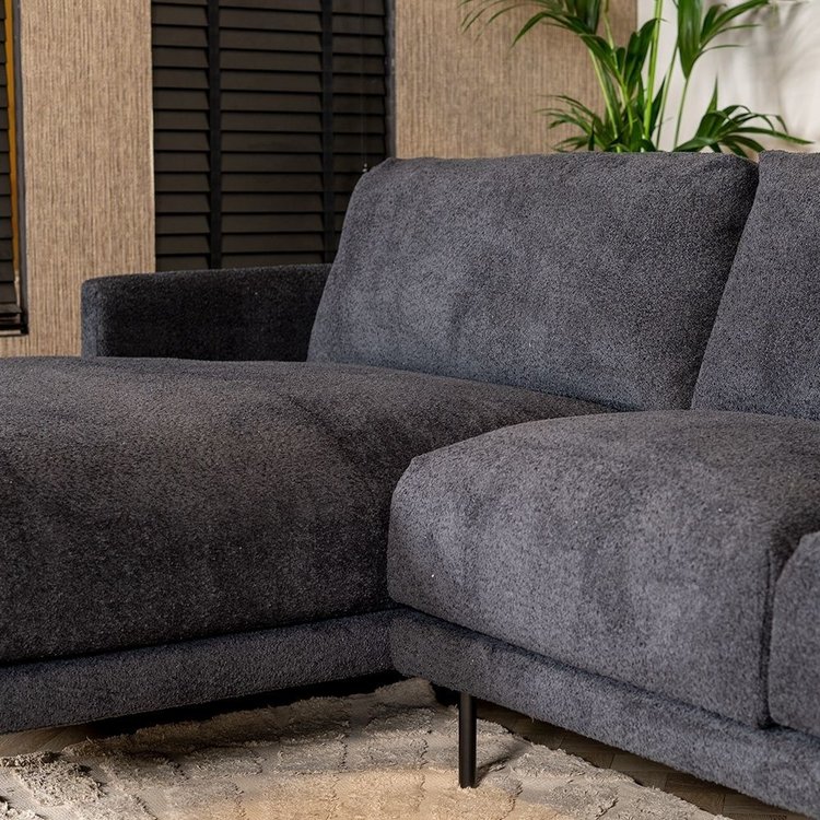 Ecksofa Denver Bouclé schwarz Links