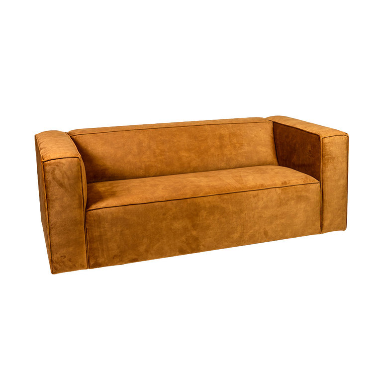 Samt Sofa Memphis 2,5-Sitzer ockergelb/cognac