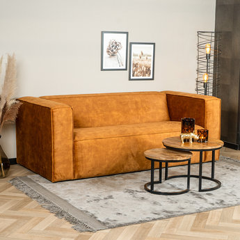 Samt Sofa Memphis 2,5-Sitzer ockergelb/cognac