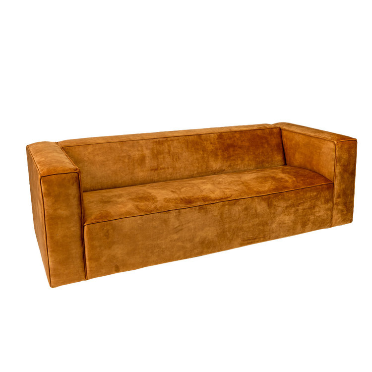 Samt Sofa Memphis 3-Sitzer ockergelb/cognac