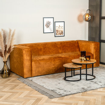 Samt Sofa Memphis 3-Sitzer ockergelb/cognac