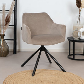 Esszimmerstuhl Samt Furtado 180° drehbar taupe