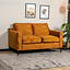 Samt Sofa 2-Sitzer Florida und Samt Hocker Beau ockergelb/cognac