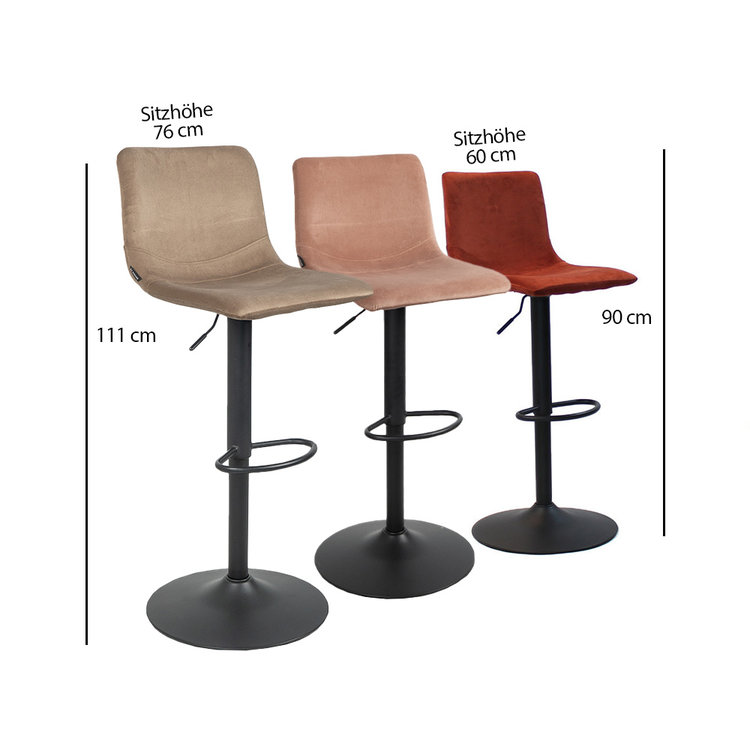 Barhocker Samt Frenkie 60 - 76 cm grün