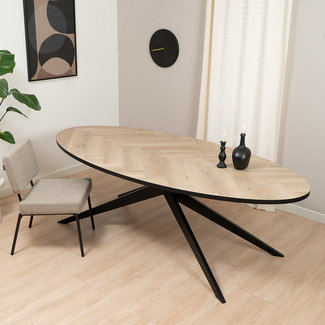 Esstisch Ilva oval Fischgrät PVC 280 x 110 cm