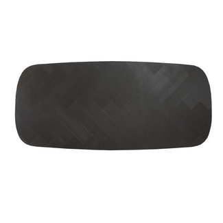Tischplatte Olaf oval Fischgrät PVC schwarz 280 x 110 cm