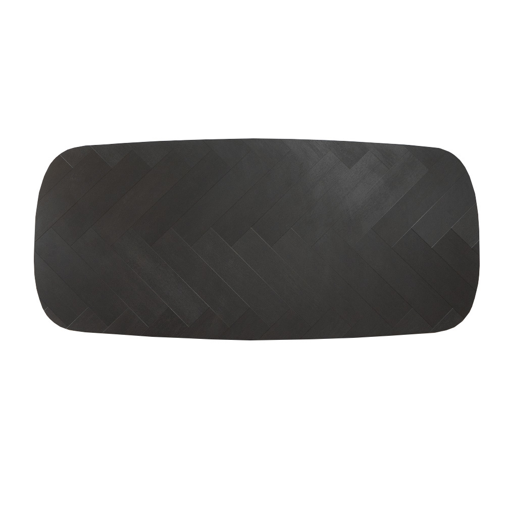 Tischplatte Olaf oval Fischgrät PVC schwarz 280 x 110 cm