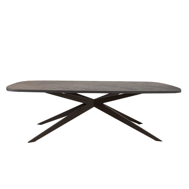 Esstisch Ingo oval Fischgrät PVC schwarz 280 x 110 cm