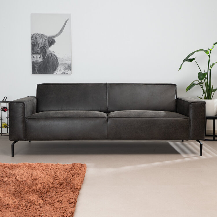 Kansas 3-Sitzer Sofa Eco-Leder anthrazit