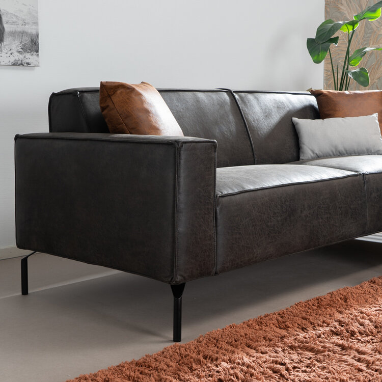 Kansas 3-Sitzer Sofa Eco-Leder anthrazit