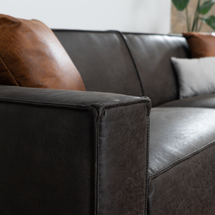 Kansas 3-Sitzer Sofa Eco-Leder anthrazit