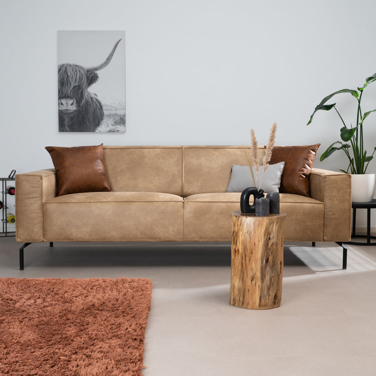 Ledersofa Kansas 3-Sitzer beige